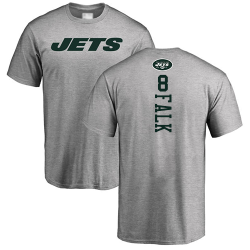 New York Jets Men Ash Luke Falk Backer NFL Football #8 T Shirt->new york jets->NFL Jersey